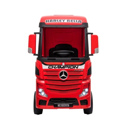 Camion Elettrico Mercedes Actros per Bambini 12V con Rimorchio Sedile in Pelle Telecomando Full Optional