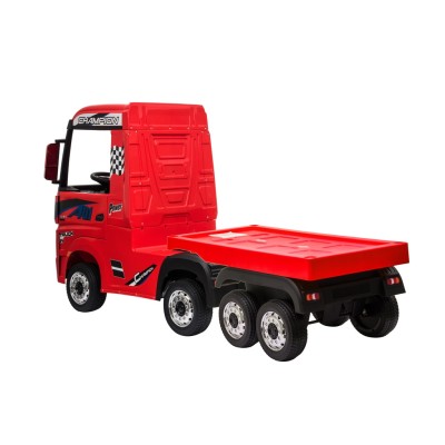 Camion Elettrico Mercedes Actros per Bambini 12V con Rimorchio Sedile in Pelle Telecomando Full Optional