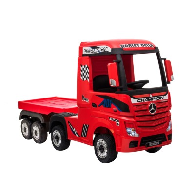 Camion Elettrico Mercedes Actros per Bambini 12V con Rimorchio Sedile in Pelle Telecomando Full Optional
