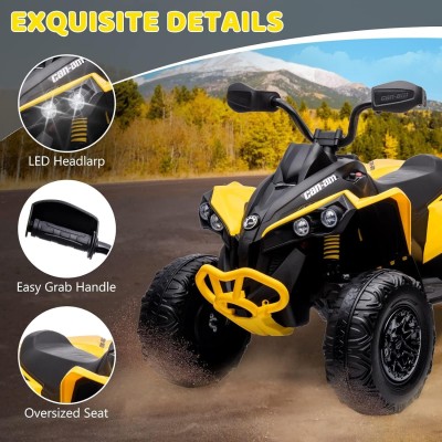 Super Quad con Licenza Ufficiale Can-Am Renegade 12V ATV con Sedile in Pelle Telecomando Ammortizzatori e Cinture di Sicurezza
