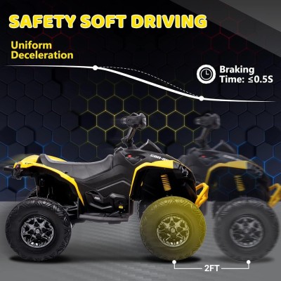 Super Quad con Licenza Ufficiale Can-Am Renegade 12V ATV con Sedile in Pelle Telecomando Ammortizzatori e Cinture di Sicurezza