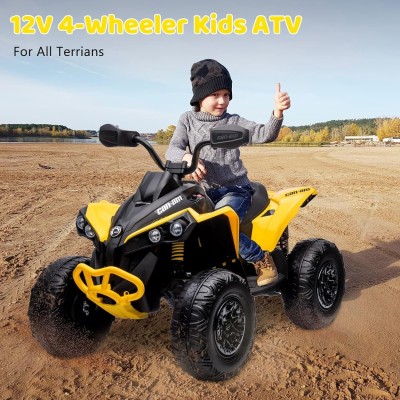 Super Quad con Licenza Ufficiale Can-Am Renegade 12V ATV con Sedile in Pelle Telecomando Ammortizzatori e Cinture di Sicurezza