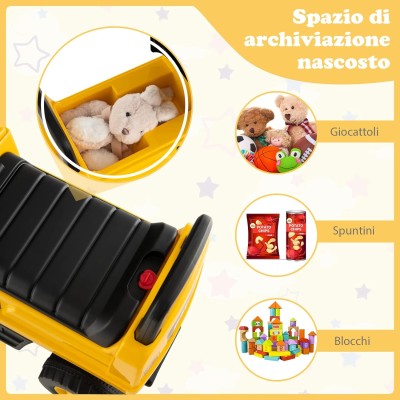 Primi Passi Escavatore Cavalcabile con Licenza Ufficiale CAT Per Bambini con Braccio girevole luci e suoni