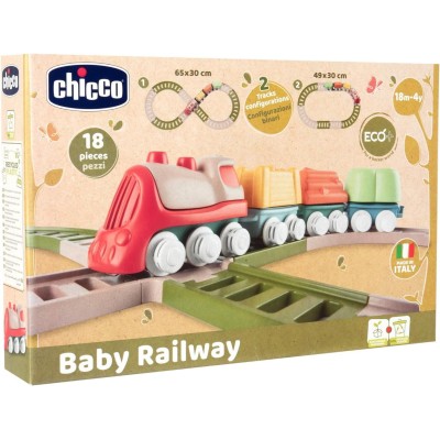 Chicco 115430 Baby Railway Trenino per Bambini con Locomotiva Vagoni e Gioco Forme Incastri