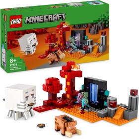 LEGO Minecraft 21255 Agguato nel Portale del Nether Set con Scene di Battaglia e Personaggi Iconici