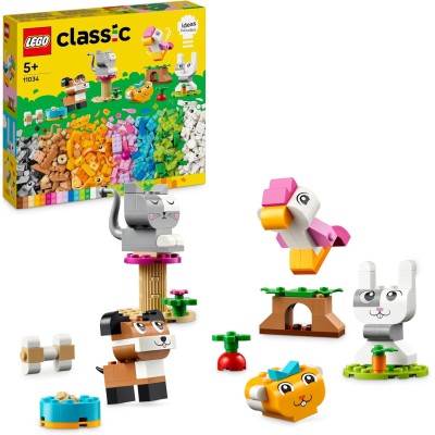 LEGO Classic 11034 Animali Domestici Creativi per Costruire Cane, Gatto,  Coniglio, Criceto e Uccello