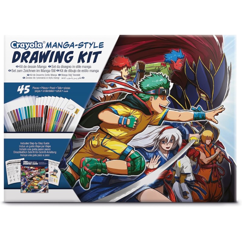 CRAYOLA 04-2938 Set da Disegno Impara a disegnare i tuoi Manga con 45 pezzi