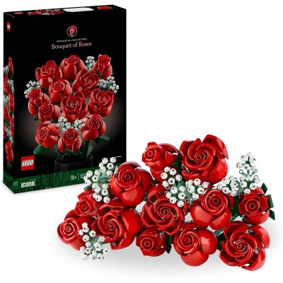 LEGO Icons 10328 Bouquet di Rose Set di Fiori Finti da Costruire