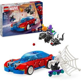 LEGO Marvel 76279 Auto da Corsa di Spider-Man e Venom Goblin con Macchina, Aliante, Skateboard e Minifigure