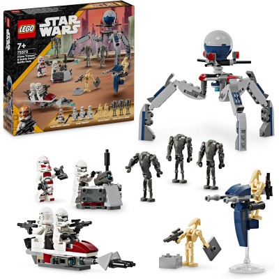 LEGO Star Wars 75372 Battle Pack Clone Trooper e Battle Droid con Veicolo Speeder Bike Tri-Droide e Postazione Difensiva