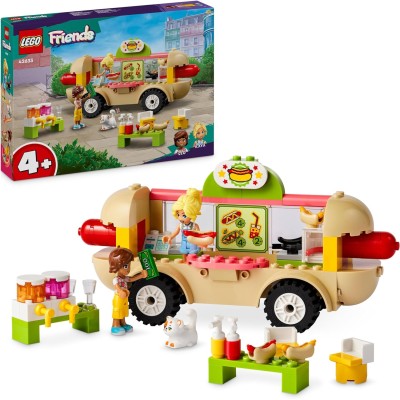 LEGO Friends 42633 Food Truck Hot-Dog Camion con Cucina 2 Mini Bamboline di Leo e Kaya, il Gatto Churro, Accessori e Cibo