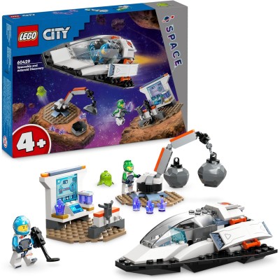 LEGO City 60429 Navetta Spaziale e Scoperta di Asteroidi con Astronave Laboratorio Gru 2 Minifigure di Astronauti e Alieno