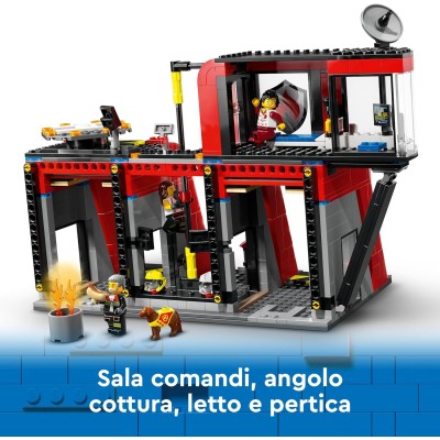 LEGO City 60414 Caserma dei Pompieri e Autopompa Stazione con Camion  d'Emergenza 6 Minifigure Cane