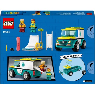 LEGO City 60403 Ambulanza di Emergenza e Snowboarder Fuoristrada
