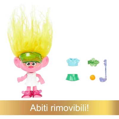 Mattel HNF11 Trolls 3 Hair Pops Viva dai capelli gialli con vestiti rimovibili e accessori a sorpresa