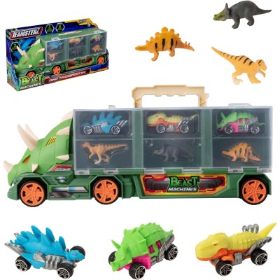 Giocheria GGI220070 Teamsterz Trasportatore Triceratops Beast Machines Camion con auto e figure di dinosauri