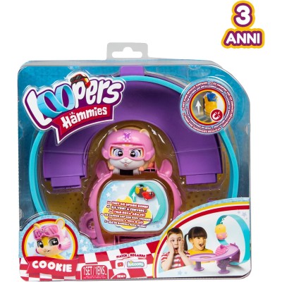 LOOPERS ‎904330 Hammies Cookie Criceto Interattivo da Collezione che Corre Dentro e Fuori la sua Ruota