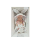 Giocheria POS200066 Arias Reborn 33cm con tutina rosa con palloncini e copertina bianca con orecchie da coniglio