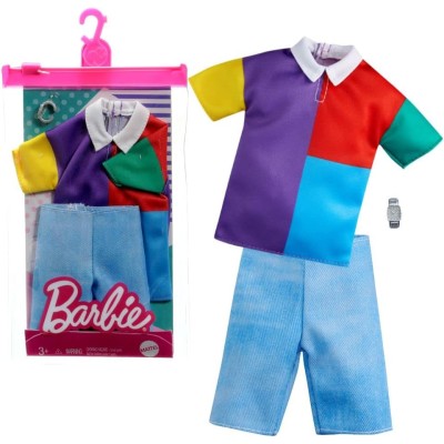 Mattel GRC73 Barbie Ken Fashion Look con T-Shirt colorata, Short e orologio