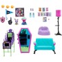 Mattel HNF67 Monster High Student Lounge con mobili, due animali domestici e distributore automatico