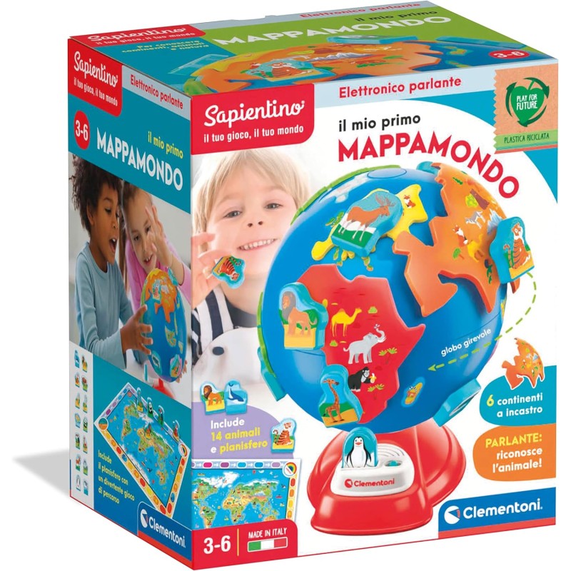 Clementoni 17730 Sapientino Il Mio Primo Mappamondo Globo Interattivo Parlante in Italiano