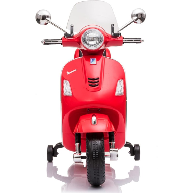 Moto Elettrica Per Bambini Mini Vespa GTS 6V Bianca Con Luci Suoni E Sedile In Pelle