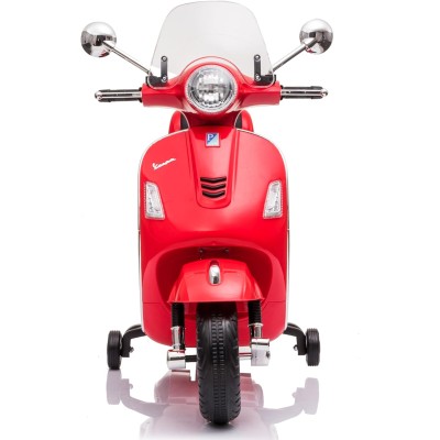Moto Elettrica Scooter Per Bambini VESPA GTS SUPER 12V con Bauletto MP3 Luci a Led Sedile in Pelle Full Optional