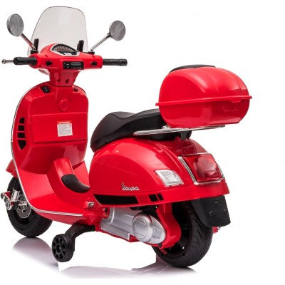Moto Elettrica Scooter Per Bambini VESPA GTS SUPER 12V con Bauletto MP3 Luci a Led Sedile in Pelle Full Optional