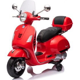 Moto Elettrica Scooter Per Bambini VESPA GTS SUPER 12V con Bauletto MP3 Luci a Led Sedile in Pelle Full Optional