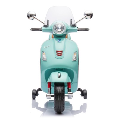 Moto Elettrica Scooter Per Bambini VESPA GTS SUPER 12V con Bauletto MP3 Luci a Led Sedile in Pelle Full Optional