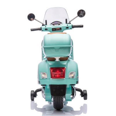 Moto Elettrica Scooter Per Bambini VESPA GTS SUPER 12V con Bauletto MP3 Luci a Led Sedile in Pelle Full Optional