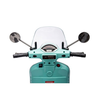 Moto Elettrica Scooter Per Bambini VESPA GTS SUPER 12V con Bauletto MP3 Luci a Led Sedile in Pelle Full Optional