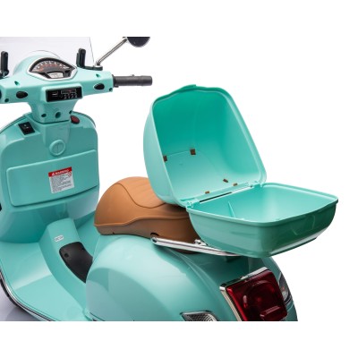Moto Elettrica Scooter Per Bambini VESPA GTS SUPER 12V con Bauletto MP3 Luci a Led Sedile in Pelle Full Optional