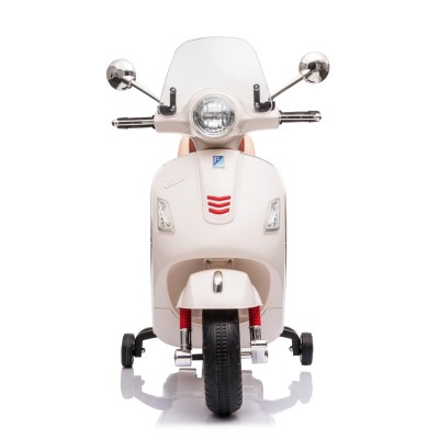 Moto Elettrica Scooter Per Bambini VESPA GTS SUPER 12V con Bauletto MP3 Luci a Led Sedile in Pelle Full Optional