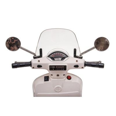Moto Elettrica Scooter Per Bambini VESPA GTS SUPER 12V con Bauletto MP3 Luci a Led Sedile in Pelle Full Optional