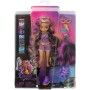 Mattel HHK52 Monster High Clawdeen bambola con accessori e gattino snodata e alla moda con capelli viola