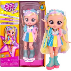 IMC Toys 913097 BFF BY CRY BABIES Jenna Fashion con lunghi Capelli vestiti in tessuto e 9 accessori