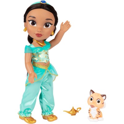 Jakks Pacific 223534 Disney Princess Jasmine cantante da 38cm e Raja. Con abito scarpette accessori