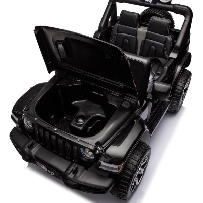 Auto Elettrica Macchina per Bambini 2 Posti Jeep Wrangler Rubicon 12V Fuoristrada con Ruote in Gomma Sedile in Pelle Telecomando