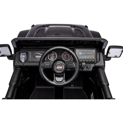 Auto Elettrica Macchina per Bambini 2 Posti Jeep Wrangler Rubicon 12V Fuoristrada con Ruote in Gomma Sedile in Pelle Telecomando