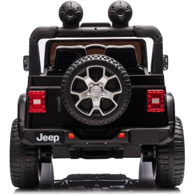 Auto Elettrica Macchina per Bambini 2 Posti Jeep Wrangler Rubicon 12V Fuoristrada con Ruote in Gomma Sedile in Pelle Telecomando