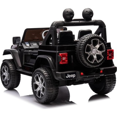 Auto Elettrica Macchina per Bambini 2 Posti Jeep Wrangler Rubicon 12V Fuoristrada con Ruote in Gomma Sedile in Pelle Telecomando