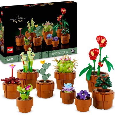 LEGO Icons 10329 Piantine Set Collezione Botanica con Fiori Artificiali in Vaso Color Terracotta da Costruire