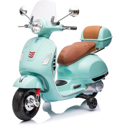 Moto Elettrica Scooter Per Bambini VESPA GTS SUPER 12V con Bauletto MP3 Luci a Led Sedile in Pelle Full Optional