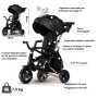 Triciclo Passeggino QPlay Evolutivo Nova con Sedile Girevole e reclinabile 6 in 1 Richiudibile Luxury Edition