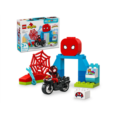 Lego Duplo Spidey 10424 L’avventura in moto di Spin con minifigura, quartier generale e una rampa