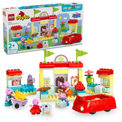 Lego Duplo Peppa Pig 10434 Il supermercato di Peppa Pig con 3 minifigure e Iconica macchina rossa