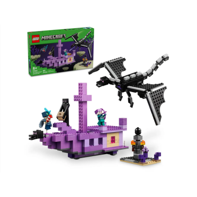 Lego Minecraft 21264 L’Enderdrago e la Nave dell’End con minifigure e accessori