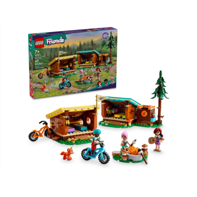 Lego Friends 42624 Cabine relax al campo avventure Campeggio con 3 Minifigure, 2 Mountain Bike e una Volpe