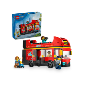 Lego City 60407 Autobus turistico rosso a due piani Veicolo in Stile Londinese e 5 Minifigure